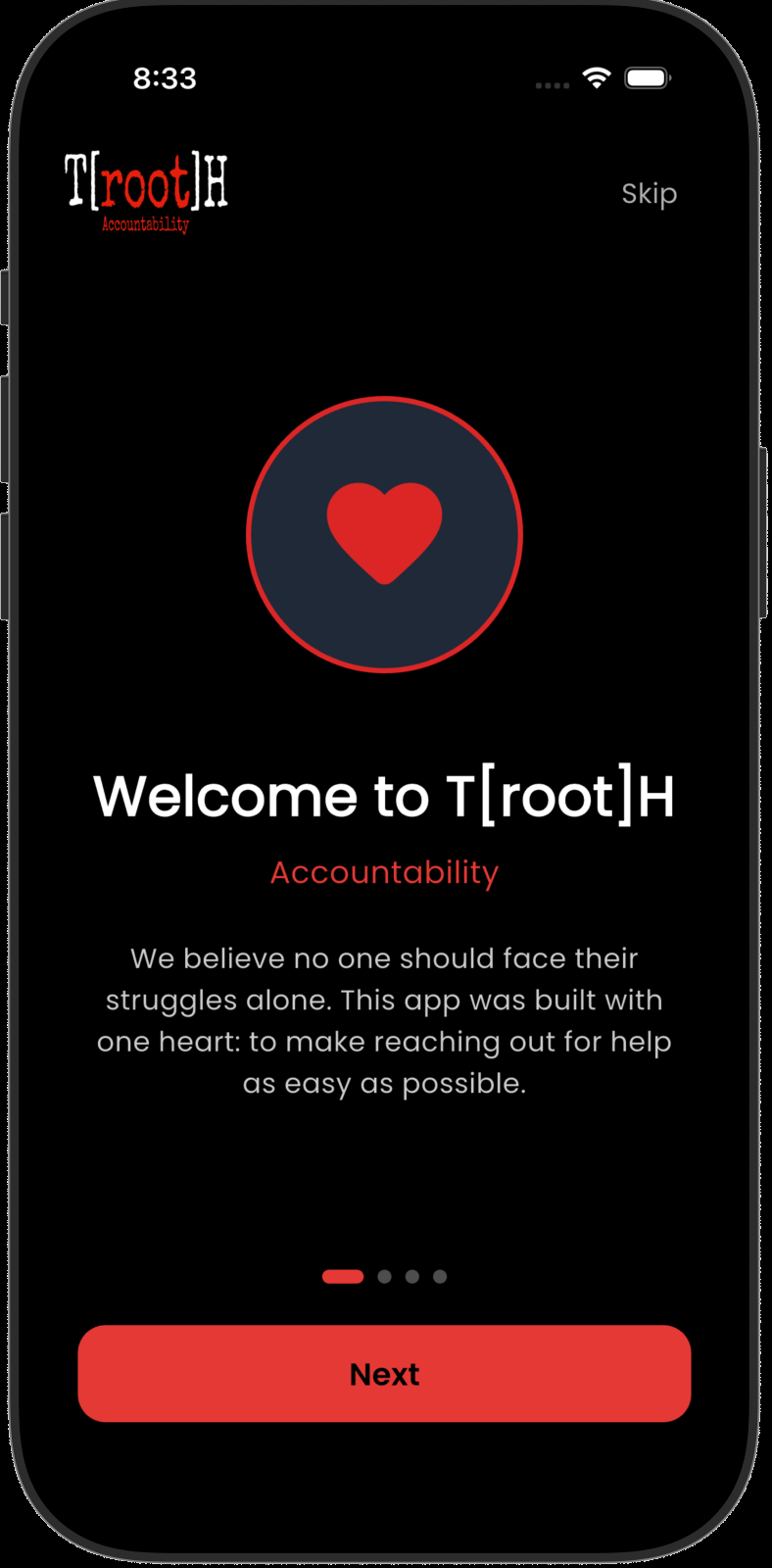 Welcome explanation screen