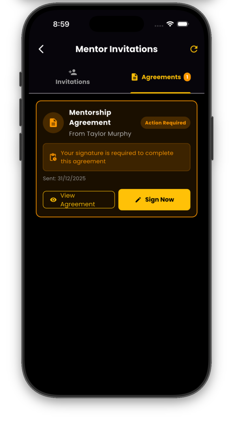 Mentor connection screen