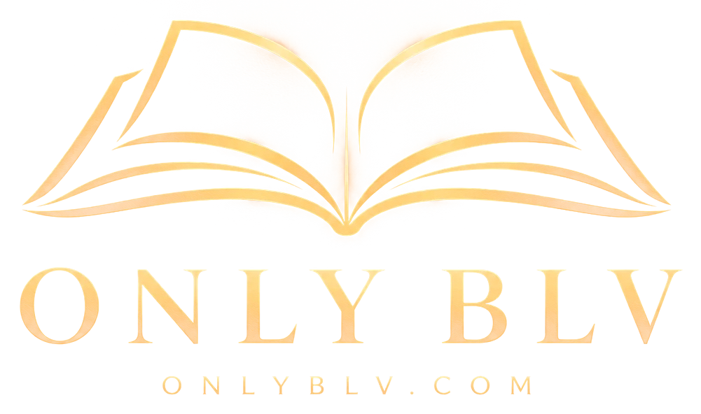 ONLY BLV logo: a gold open Bible above ONLY BLV and onlyblv.com