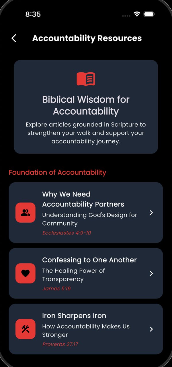 Accountability resources screen